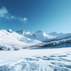 Obraz premium Snowy Mountain Range Winter Landscape