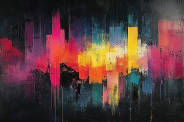 Obraz premium Vibrant abstract art piece showcasing colorful vertical strokes against a dark background