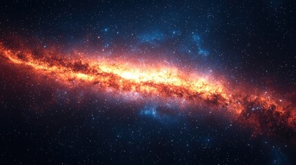 Fototapeta premium Fiery cosmic nebula with vibrant orange and blue hues.