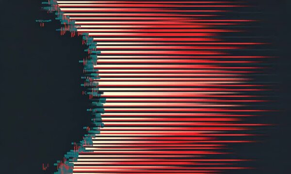 Abstract Red and Teal Lines, Digital Art, Graphic Design, Modern, Artistic, Background, Texture, Pat