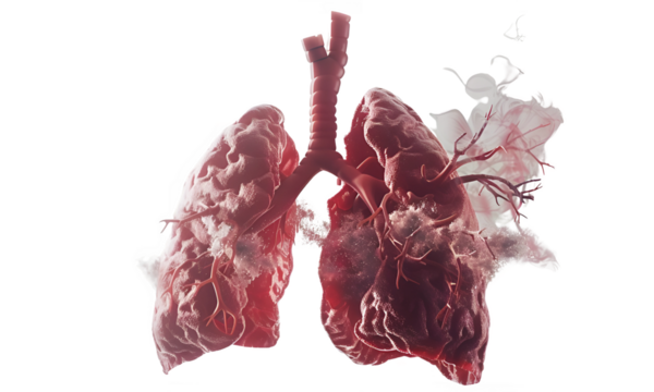 Anatomical study of Lungs: A detailed and artistic medical illustration of the human lungs.