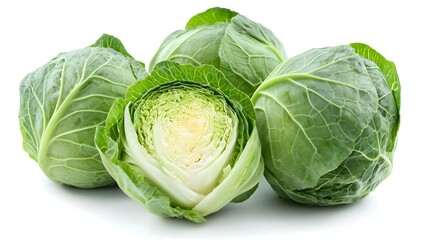 Obraz premium Green cabbage vegetables isolated on white