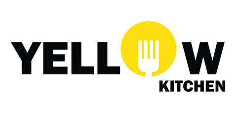 yellow kitchen logo food restaurant, food label, fast food