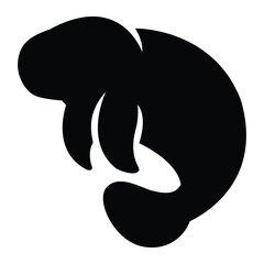 Cute manatee closeup silhouette vector illustration design