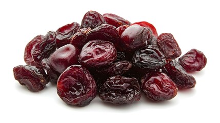 Isolated dried cherries on a white background