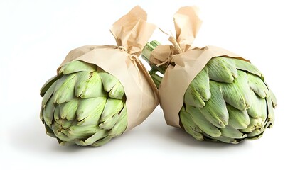 Obraz premium Pair of artichoke wrapped in brown paper