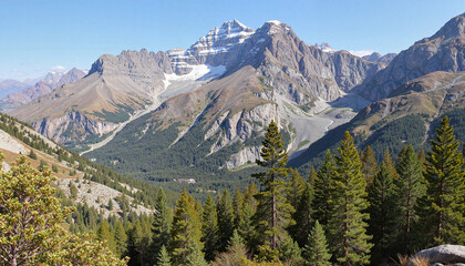 Obraz premium Breathtaking mountain landscape with green pine trees