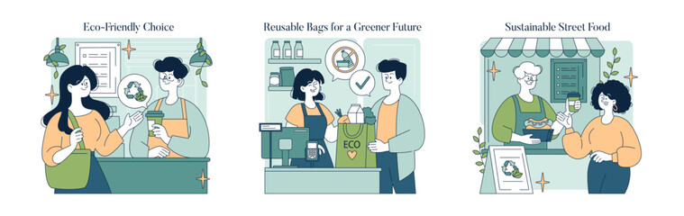 Fototapeta premium Sustainability In Business. Flat Vector Illustration