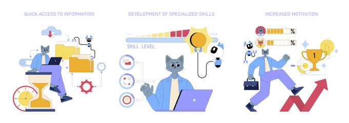 Fototapeta premium AI Assistant For Work. Flat Vector Illustration