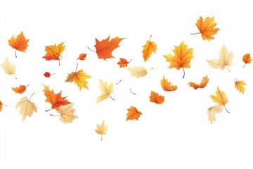 Falling Autumn Leaves Vector Illustration with Orange Yellow and Beige Colors