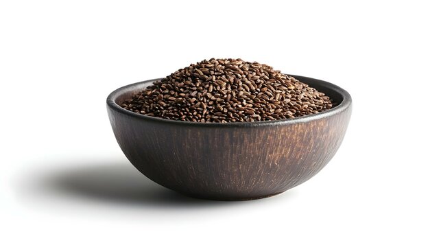 Bowl of cumin seeds isolated on white