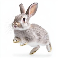 Obraz premium A delicate rabbit poised in mid-hop floating against a colorful background showcasing its playful spirit and grace