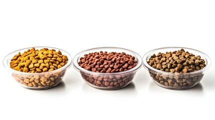 Fototapeta premium Dry food for cats or dogs falls into plastic