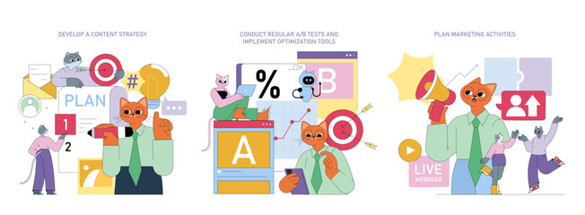 Creative Planning and Strategy Illustrations that incorporate Colorful Elements and Designs