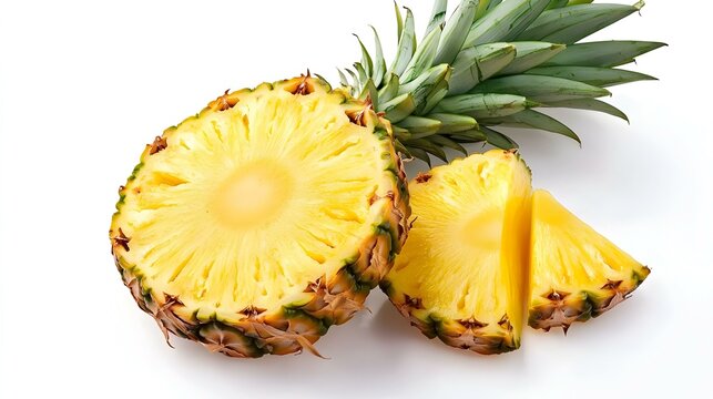 Fresh slice pineapple on white background