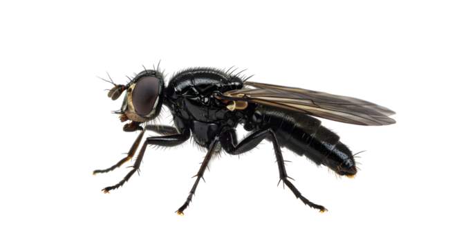 Detailed Close-Up of a Fly on Transparent Background - Insect Anatomy for Educational and Scientific Use