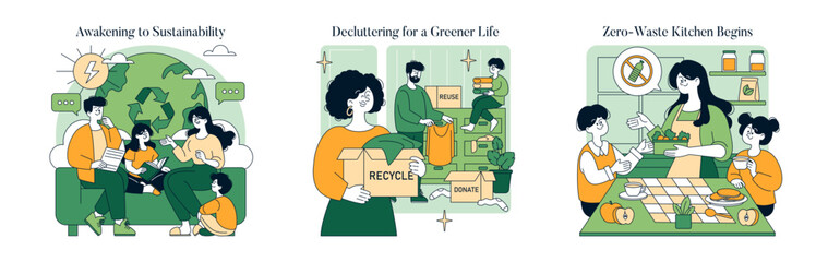 Sustainability At Home. Flat Vector Illustration