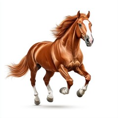 Obraz premium Majestic brown horse galloping gracefully with flowing mane in a natural landscape captured in action