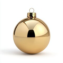 A shimmering gold christmas ball reflecting light and sparkling with festive cheer for the holiday season