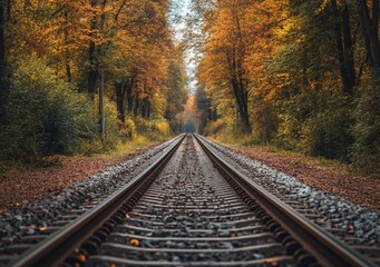 Fototapeta premium The natural tunnel of love, the forest train track that forms an enchanting tunnel along its tracks