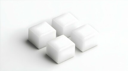 Obraz premium Close-up of three white sugar cubes isolated