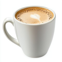 Obraz premium Aromatic Latte in White Mug on White Background