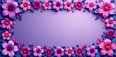 Intricate purple flower corner border design with intricate details and whimsical petals, whimsical, floral, purple