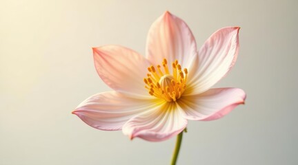 Fototapeta premium A Delicate Pink Flower with Soft Petals and Golden Center, a Symbol of Purity and Serenity