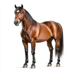 Obraz premium Chestnut Horse Portrait Against White Background