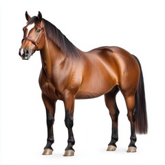Obraz premium Chestnut Horse Portrait Against White Background