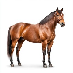 Fototapeta premium Chestnut Horse Studio Portrait Against White Background