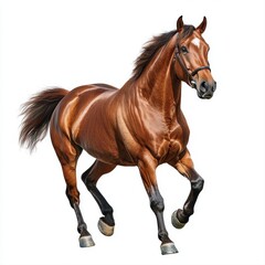 Obraz premium Chestnut Horse Running Against White Background