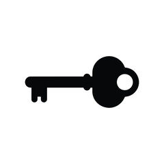 old key silhouette isolated on white background