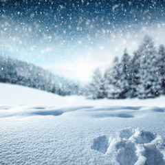 Winter Wonderland Snowfall Serene Snow-Covered Landscape with Falling Snowflakes generated image