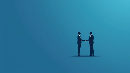 Two Businessmen Shaking Hands in Silhouette Against a Blue Background Representing Partnership and Professional Collaboration