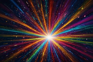 Obraz premium Vibrant Cosmic Explosion with Prismatic Light Burst V8