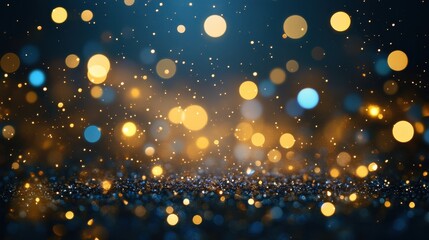 Obraz premium Glittering bokeh lights and sparkles on dark background. Ideal for festive designs, adding a touch of magic and luxury.