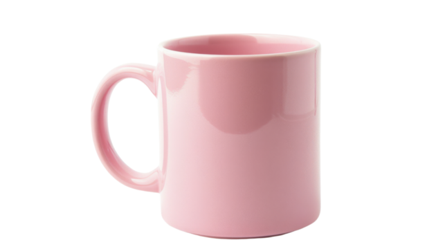 Pink mug on transparent background representing cozy breakfast time