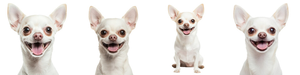 Obraz premium Closeup Portraits of Adorable Smiling Chihuahua Puppies Cute and Friendly Pet Dogs with Perky Ears and Happy Expressions Looking Directly at the