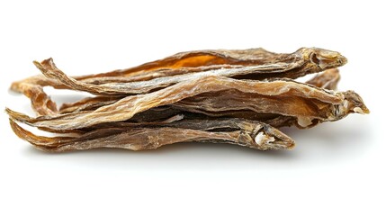 Dried anchovy on white background