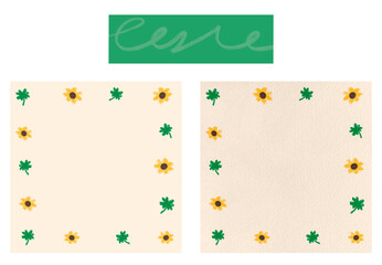 Nature Flower Paper With Green Tape Memo Paper Memo Pad Note Pad Paper Post It Digital Blank Paper Blank Note