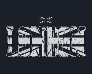 London typography graphic t-shirt and apparel design