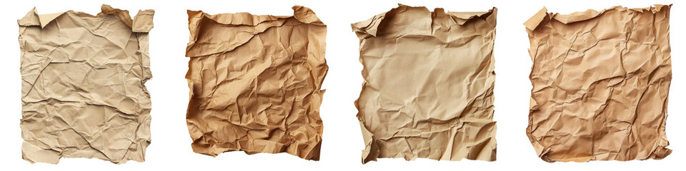 Close up of Crumpled Wrinkled and Textured Brown Paper Background with Vintage Grunge and Distressed Effect for Artsy Crafty or Environmental Design Concepts