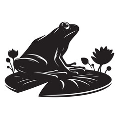 Serene Frog on Lily Pad Vector Art for Peaceful Design