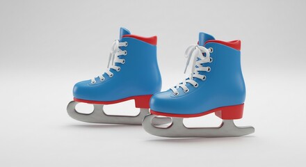 鮮やか青色アイススケート靴 滑らかな質感 冬景色を想像させる穏やかな光. AI Generated