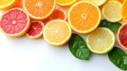 Fototapeta premium A bright and refreshing display of juicy citrus fruits including oranges and lemons perfect for a healthy snack or juice