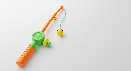 鮮やか色彩 ミニ釣り竿 笑顔誘う 子供おもちゃ 写真 (Azayaka shikisai mini tsurizao egao sasou kodomo omocha shashin) Translation: Vivid color mini fishing rod, inviting smiles, children's toy photo.. AI Generated