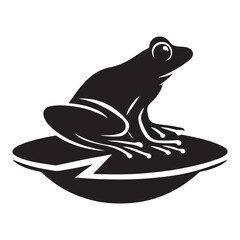 Elegant Frog Silhouette Vector Illustration on Lily Pad Graphics Resource