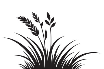 Grass Silhouette Illustration Blades and Stalks of Wild Plants