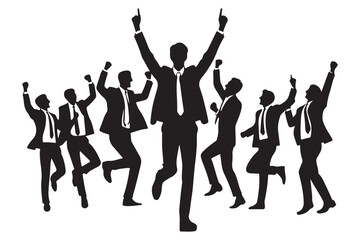 Silhouette Business Team Celebrating Success and Achievement Together
